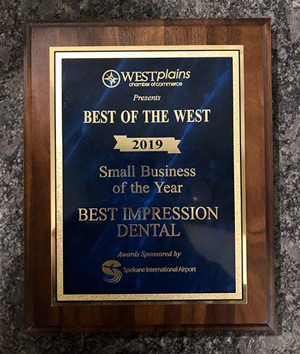 Best of the West 2019 small business of the year plaque
